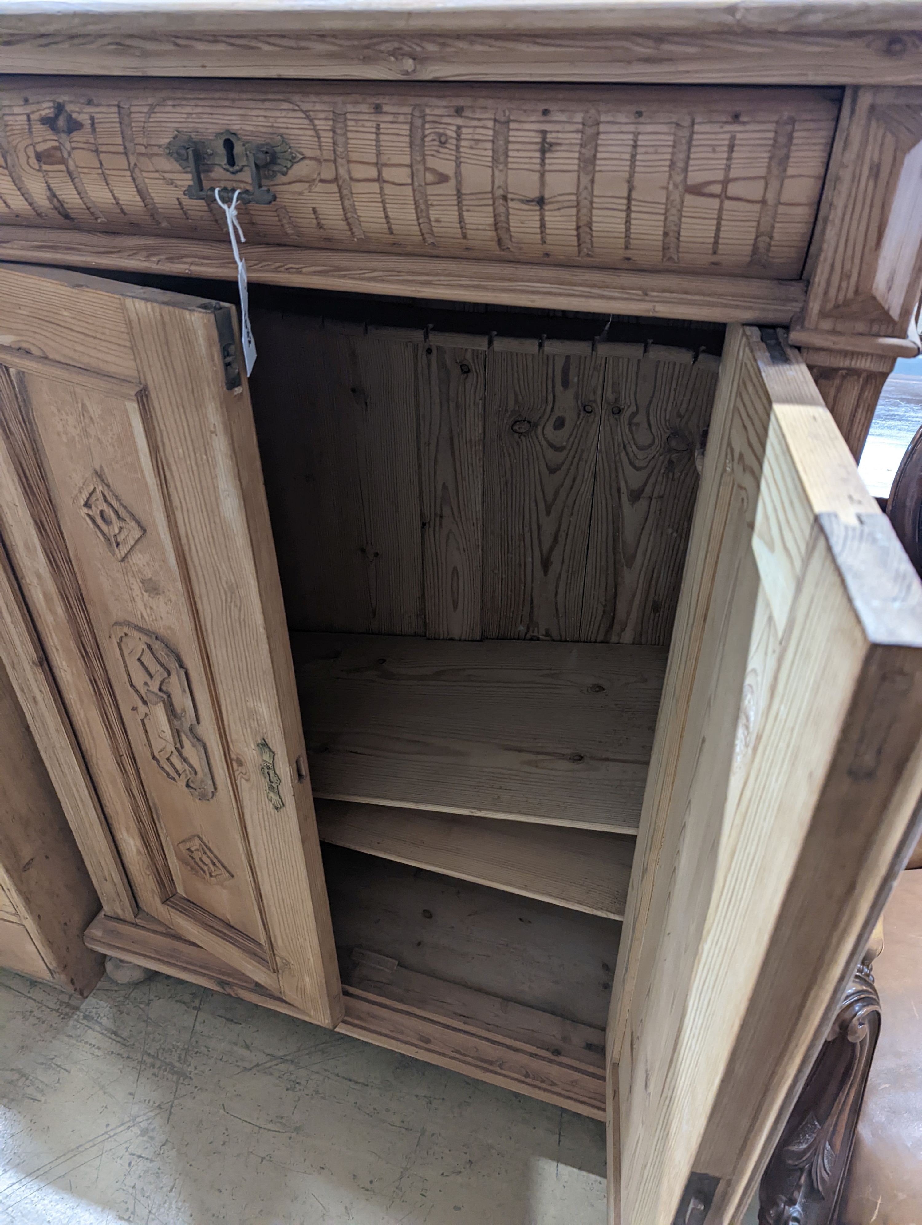 A 19th century Eastern European pine chiffonier, width 90cm depth 48cm height 176cm